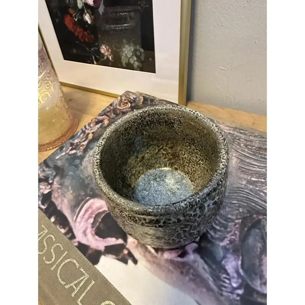 Handmade Ceramic Pottery Cup Textural Speckled Glaze Artist Initialed